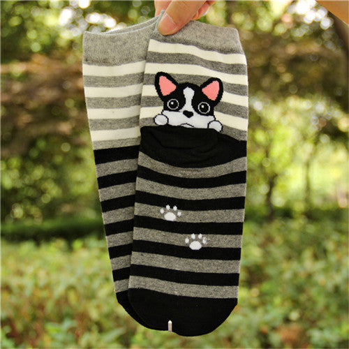 Women 3D Print Animal Dog Socks Xmas Socks Funny Casual Socks 6 Styles  J4U66