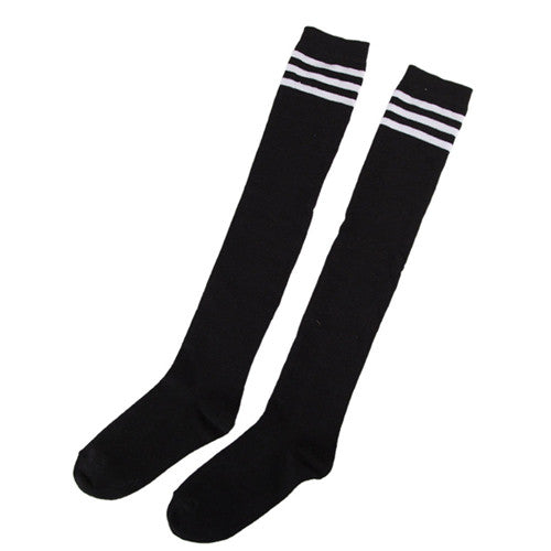 Women's Striped Thigh High Sexy Cotton Polyester Socks Over Knee Girl Lady Socks 4 Colors J4U66