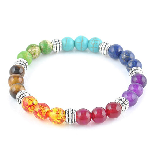 7 Chakra Mixed Stone Healing Pray Mala Chakra Bracelet Men Women Bracelet Buddha Beads Jewelry  J4U66