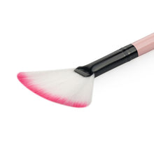Brush Fan Shaped Black Wooden Handle Synthetic Hair Makeup Cosmetic Brushes Beauty Tool J4U66