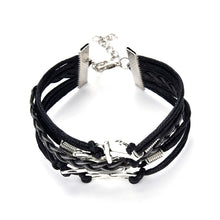 Jewelry Black Braided Wristband Bracelet Anchor Two birds Musical Note Eight Charms Bracelet Friendship Bracelets J4U66