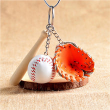 s 4 Colors Mini Three-piece baseball glove wooden bat keychain keyring fans souvenir novelty party gifts  J4U66