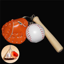 s 4 Colors Mini Three-piece baseball glove wooden bat keychain keyring fans souvenir novelty party gifts  J4U66