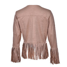 Women Jacket Short Tassel Jacket Ladies Solid Faux Suede Coat Cardigan M L XL J4U66