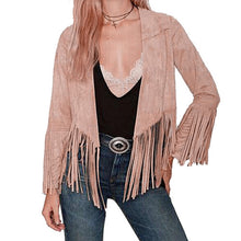 Women Jacket Short Tassel Jacket Ladies Solid Faux Suede Coat Cardigan M L XL J4U66