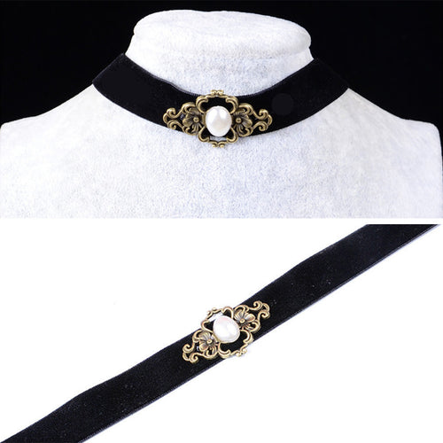 Charm Pendant Jewelry Women Vintage Black Velvet Retro Choker Collar Bib Necklace  J4U66