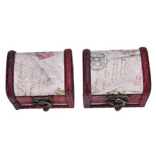 Chic Vintage Metal Lock Mini Stamp Jewelry Treasure Chest Case Wooden Box  J4U66