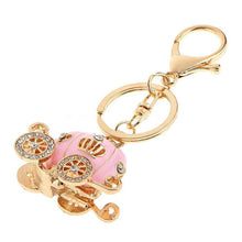 s Lovely Pumpkin Carriage Crystal Pendant Charm Purse Handbag Car Keyring Keychain Party Birthday Gift Pink White Colors J4U66