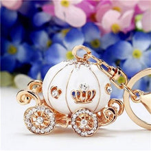 s Lovely Pumpkin Carriage Crystal Pendant Charm Purse Handbag Car Keyring Keychain Party Birthday Gift Pink White Colors J4U66