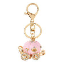 s Lovely Pumpkin Carriage Crystal Pendant Charm Purse Handbag Car Keyring Keychain Party Birthday Gift Pink White Colors J4U66