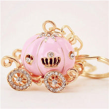 s Lovely Pumpkin Carriage Crystal Pendant Charm Purse Handbag Car Keyring Keychain Party Birthday Gift Pink White Colors J4U66