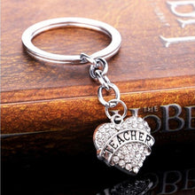 s Student Teacher's Day Gifts Friend Jewelry Charm Key Chain Love Heart Alloy Crystal Teacher Keyring  J4U66
