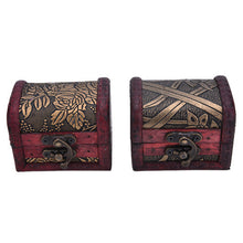Stylish Vintage Flower storage jewelry box Metal Lock Jewelry Treasure Manual Wood storage box Random send J4U66