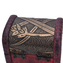 Stylish Vintage Flower storage jewelry box Metal Lock Jewelry Treasure Manual Wood storage box Random send J4U66