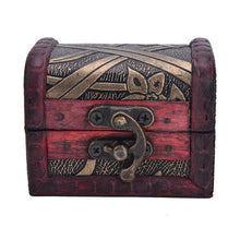 Stylish Vintage Flower storage jewelry box Metal Lock Jewelry Treasure Manual Wood storage box Random send J4U66