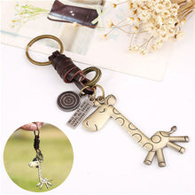 s Trendy Cute PU leather giraffe keychain creative Punk Style key chain charm alloy Accessories gift For Women J4U66
