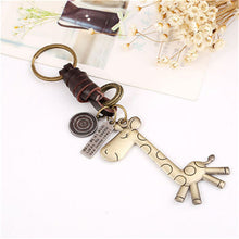 s Trendy Cute PU leather giraffe keychain creative Punk Style key chain charm alloy Accessories gift For Women J4U66