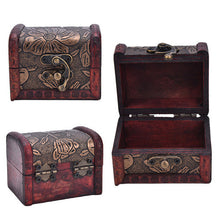 Vintage Wooden Jewelry Storage Treasure Chest Wood Box Case Organiser Gifts Carrrying Cases Random send J4U66