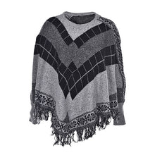 Women's cloak sweater casual retro bat Sleeve shawl fringed cloak Pullover coat cardigan 2 Colors J4U66