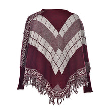 Women's cloak sweater casual retro bat Sleeve shawl fringed cloak Pullover coat cardigan 2 Colors J4U66