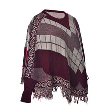 Women's cloak sweater casual retro bat Sleeve shawl fringed cloak Pullover coat cardigan 2 Colors J4U66