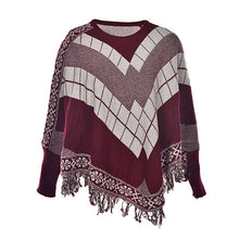 Women's cloak sweater casual retro bat Sleeve shawl fringed cloak Pullover coat cardigan 2 Colors J4U66