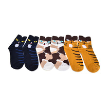 3D Animals Striped Cartoon Socks Women Girl Cat Footprints Cotton Ankle Socks J4U66