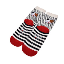 Cute Cartoon Cat Socks Striped Pattern Women Cotton Sock  J4U66