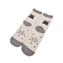 Cute Cartoon Cat Socks Striped Pattern Women Cotton Sock  J4U66