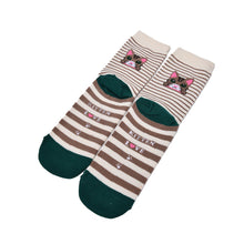 Cute Cartoon Cat Socks Striped Pattern Women Cotton Sock  J4U66