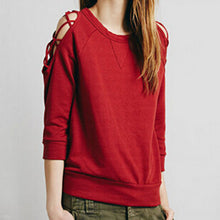 Bandage Hollow out Casual Sweatshirt Hoody fleeve Hoodies Sudaderas J4U66