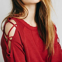 Bandage Hollow out Casual Sweatshirt Hoody fleeve Hoodies Sudaderas J4U66