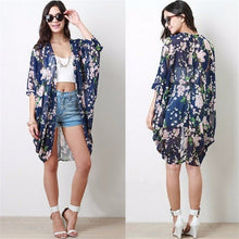 Blusas Women Flower Printed Blouse Kimono Cardigan Kimonos Vintage Femininas Casual Chiffon Blouse J4U66