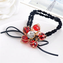Elegant Flower Women Hair Rope Flower Scrunchy Crystal Materail Elastic Hair Band For Women Hair Accessories J4U66