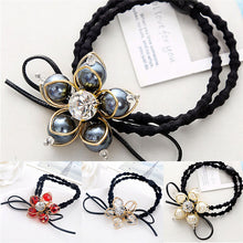 Elegant Flower Women Hair Rope Flower Scrunchy Crystal Materail Elastic Hair Band For Women Hair Accessories J4U66