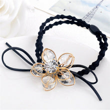 Elegant Flower Women Hair Rope Flower Scrunchy Crystal Materail Elastic Hair Band For Women Hair Accessories J4U66