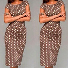 Casual Short Sleeve Bodycon Polka Dot Print Office Party Dresses Plus Size  vestidos J4U66