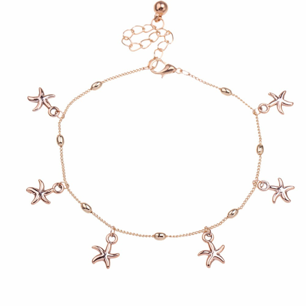 Girls Women Sea Star Ankle Barefoot Beach Bracelet Starfish Anklet Foot Chain Bracelets J4U66