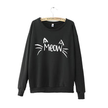 Women's Loose-Fitting Cute Cat Sweatshirt Hoodies Pullover Coats Casual Tops Tee Size M L XL J4U66