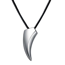 Luxury Men's Stainless Steel Wolf Tooth Pendant Necklace Animal Pendant Necklaces,Leather Chain Pendant Necklace J4U66