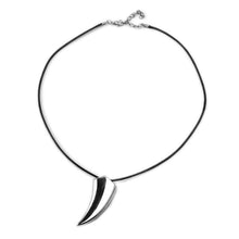Luxury Men's Stainless Steel Wolf Tooth Pendant Necklace Animal Pendant Necklaces,Leather Chain Pendant Necklace J4U66
