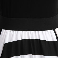 Style Women Long Beach Dress Black White Striped Maxi Dress J4U66