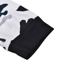 Women Long Sleeve O-neck Camouflage Sleeve Splicing Slim Casual T-shirt J4U66