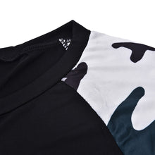Women Long Sleeve O-neck Camouflage Sleeve Splicing Slim Casual T-shirt J4U66