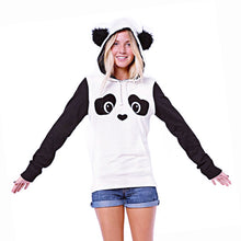Womens Casual Long Sleeve Cute Panda Pocket Hoodie Sweatshirt Pullover Tops Shirt Coat J4U66