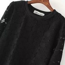 New Casual Round Neck Hedging Sweatshirt Women Lace Hollow Out Hoodies Loose All-Match Bottoming Sudaderas Plus Size J4U66
