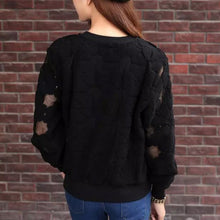 New Casual Round Neck Hedging Sweatshirt Women Lace Hollow Out Hoodies Loose All-Match Bottoming Sudaderas Plus Size J4U66