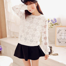 New Casual Round Neck Hedging Sweatshirt Women Lace Hollow Out Hoodies Loose All-Match Bottoming Sudaderas Plus Size J4U66