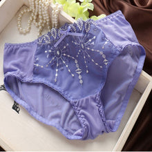 New Fashion Transparent Sexy Bra and Panty Set Plus size Women Lace Ultra-thin Blue Underwear Sets 32-38B J4U66