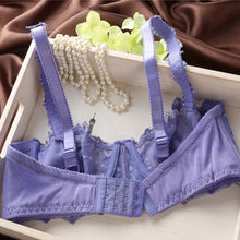 New Fashion Transparent Sexy Bra and Panty Set Plus size Women Lace Ultra-thin Blue Underwear Sets 32-38B J4U66